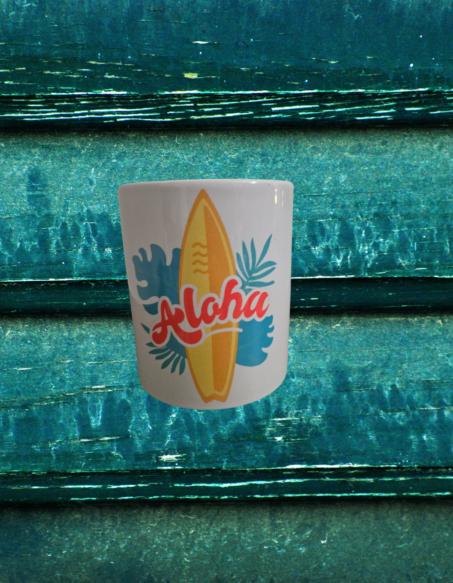 Aloha Surf ceramic coffee mug.